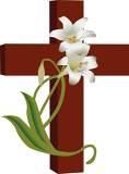 Memorial cross with lilies