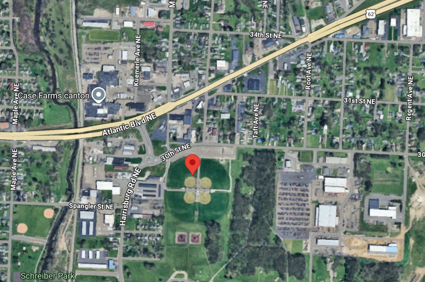 Map showing the location of Willig Softball Complex